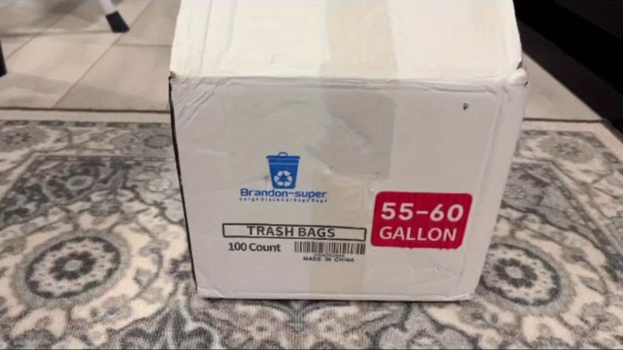 65 gallon plus thickened heavy duty garbage bag, tear resistant, high quality 25/ 50/ 100/ 150 pack black garbage bag, suitable for yard garbage storage, garbage disposal, outdoor camping garbage collection