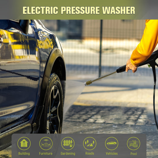 4800PSI Heavy Duty Electric Pressure Washer With 25FT Hose Reel, 4 Nozzles & Foam Cannon - 2.8GPM Power Washer For Cars, Fences, Patio - US Plug, Metal Construction, Fence Cleaning | Robust Outdoor Tool, Pressure Washer Acces