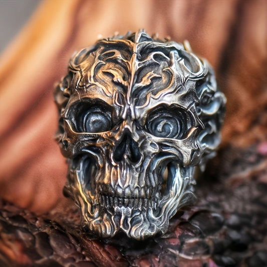 Handmade Skull Ring - Zinc Alloy with Copper, Goth Style Warrior Design, Perfect for Birthdays, Christmas Gifts, and Storytelling, Skull Jewelry