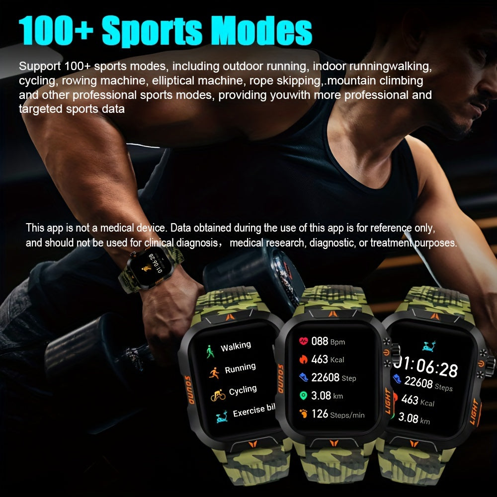 Smart Watch For Men Answer/Make Call, Outdoor Altimeter Barometer Tactical Sports Smartwatch With LED Flashlight Compass, Monitor 600mAh Fitness Tracker Watches For IPhone Android Phone