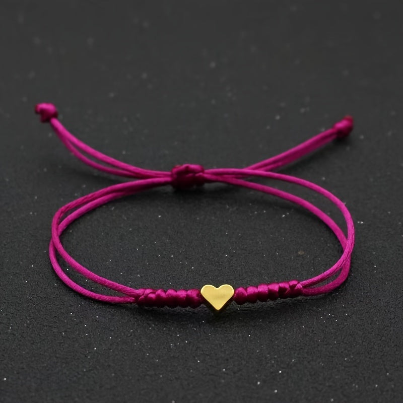 [Chic Heart Bracelet] Handcrafted Adjustable Red Rope Chic Bracelet with Heart Charm | Versatile Accessory for Women, Perfect for Everyday & Party Wear