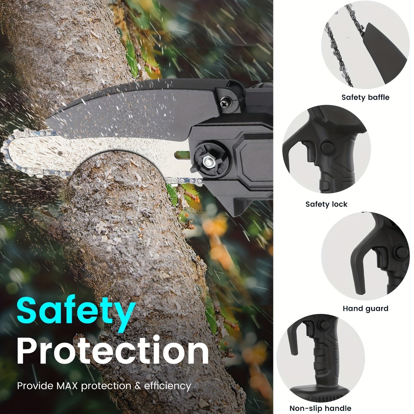 Mini Cordless Chainsaw, 6-inch Handheld Saw With Splash Protection And Safety Lock, Includes 2 Batteries And 2 Portable Units. Ideal For Trees, Gardens, Homes, And Yards. Perfect Gift For Valentine'S Day, Holidays, Birthdays,