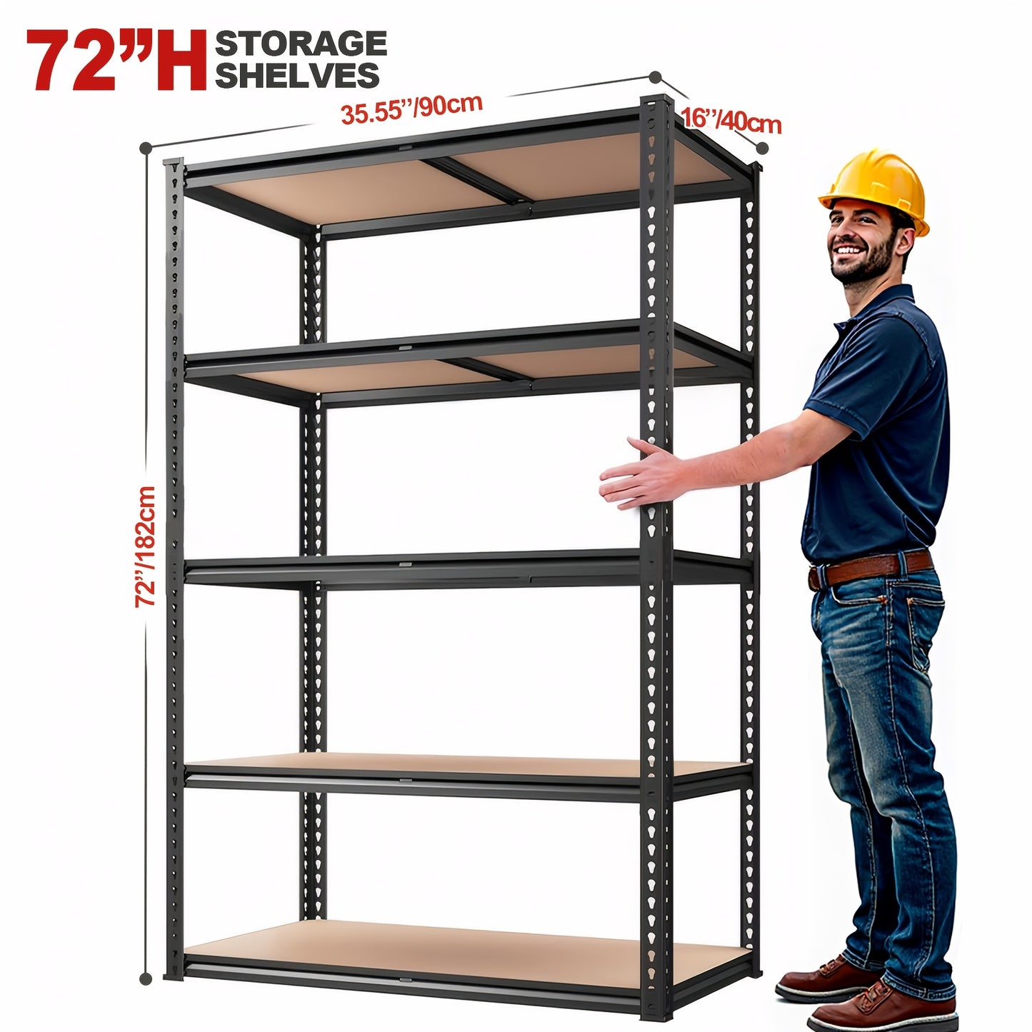 [Heavy Duty Shelving] Heavy Duty 5 Tier 2000LBS Metal Shelving Units | 72"H /60"H Garage Shelving Storage Shelves, Adjustable Metal Shelving Unit for Garage Shelves Utility Rack Shelf for Basement Pantry Closet Shelves, Black