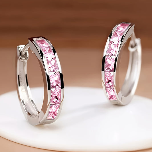 Luxury Hoop Earrings - Sparkling Cubic Zirconia Accents, Nickel-Free Copper, Hypoallergenic, Perfect for Daily Wear, Parties, and Special Occasions, Multiple Colors Available