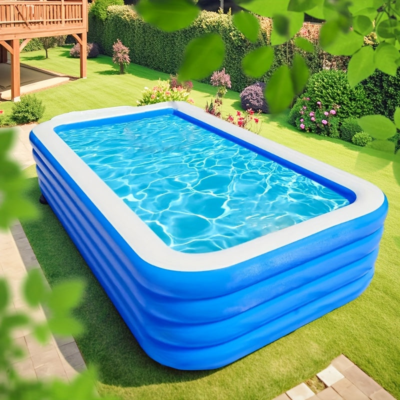 Super Large Home Inflatable Swimming Pool, Courtyard Outdoor Water Park Inflatable Swimming Pool, 125.2 inch 4-layer PVC Thickened And Heightened Upgraded Play Pool, Suitable for Outdoor Patio Activities Parties