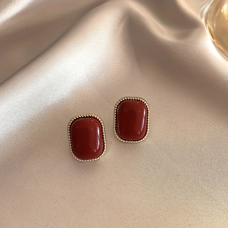 A Set of Five Pairs of Women'S Stylish Earrings in Wine Red, Featuring Vintage Hong Kong Style Faux Pearls, Perfect for Daily Wear, Parties, Valentine'S Day, Or Birthday Gifts.