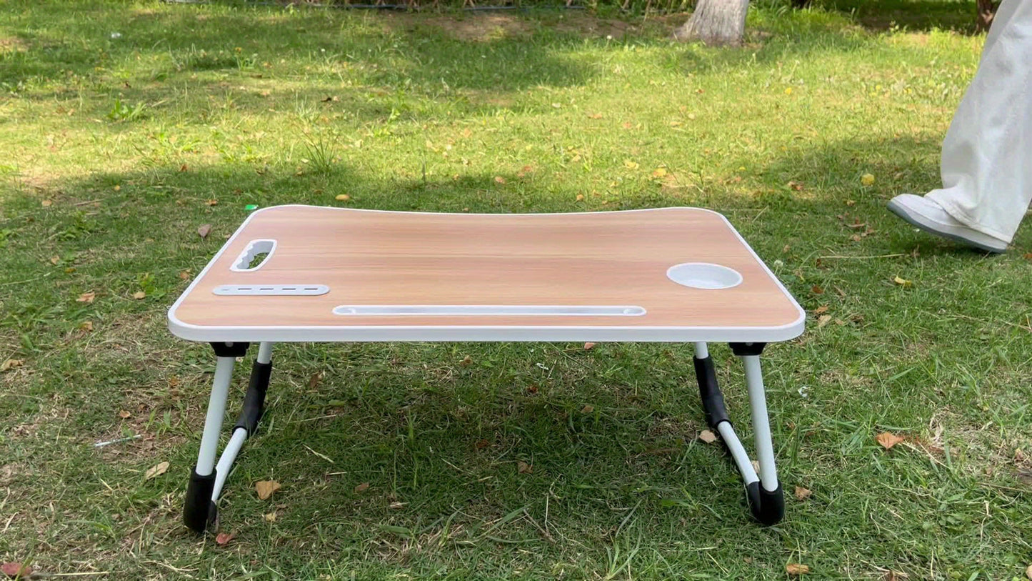 Portable Laptop Bed Table with Cup Holder & Tablet Card Slot - Multifunctional Tray for Eating, Reading, Writing - Stable Durable Foldable Design for Bed, Sofa, Floor - Lightweight & Space-Saving, Bed Table for Laptop, Sofa A