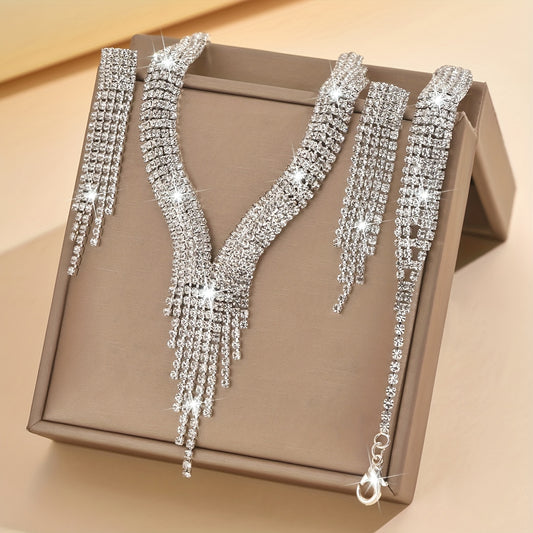 Silver Plated Copper August Birthstone Elegant V-shaped Tassel Necklace - Rhinestone Inlaid Synthetic Stone - Daily Party Occasion, Valentine'S Day Gift
