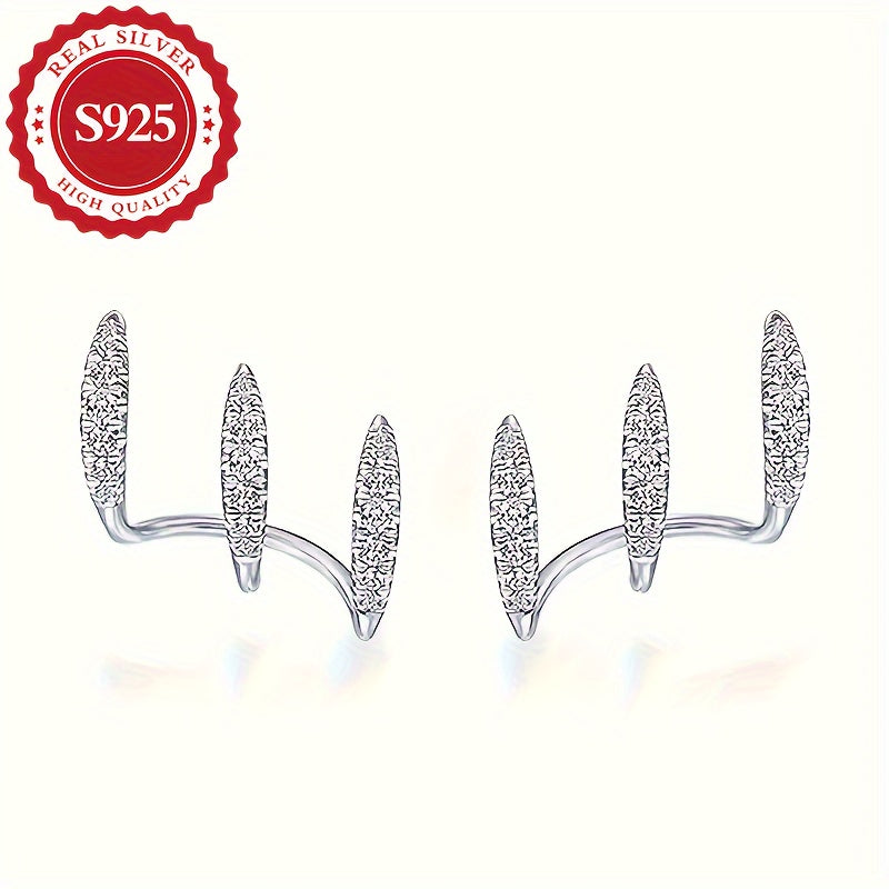 Pair, S925 Silver, Women's Claw Set with Super Flash Synthetic Synthetic Zirconia Earrings, Blingbling Dazzling, Exquisite and Lovely, Luxurious and Elegant, Can be Worn in Various Occasions, Gift, Low Allergy, Best for Chris