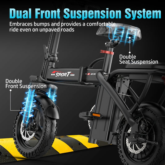 500W Lightweight Folding Electric Bike for Adults - 20MPH 35-Mile Range Commuter E-Bike with 48V 10AH Removable Battery, Front Headlight & Disc Brakes, 385 lbs Capacity, Alloy Steel Frame, Black, Foldable Electric Bike, Urban