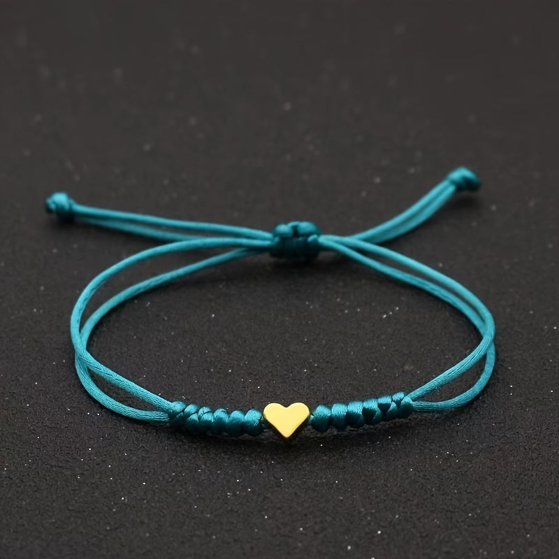 [Chic Heart Bracelet] Handcrafted Adjustable Red Rope Chic Bracelet with Heart Charm | Versatile Accessory for Women, Perfect for Everyday & Party Wear