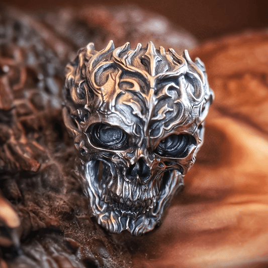 Handmade Skull Ring - Zinc Alloy with Copper, Goth Style Warrior Design, Perfect for Birthdays, Christmas Gifts, and Storytelling, Skull Jewelry