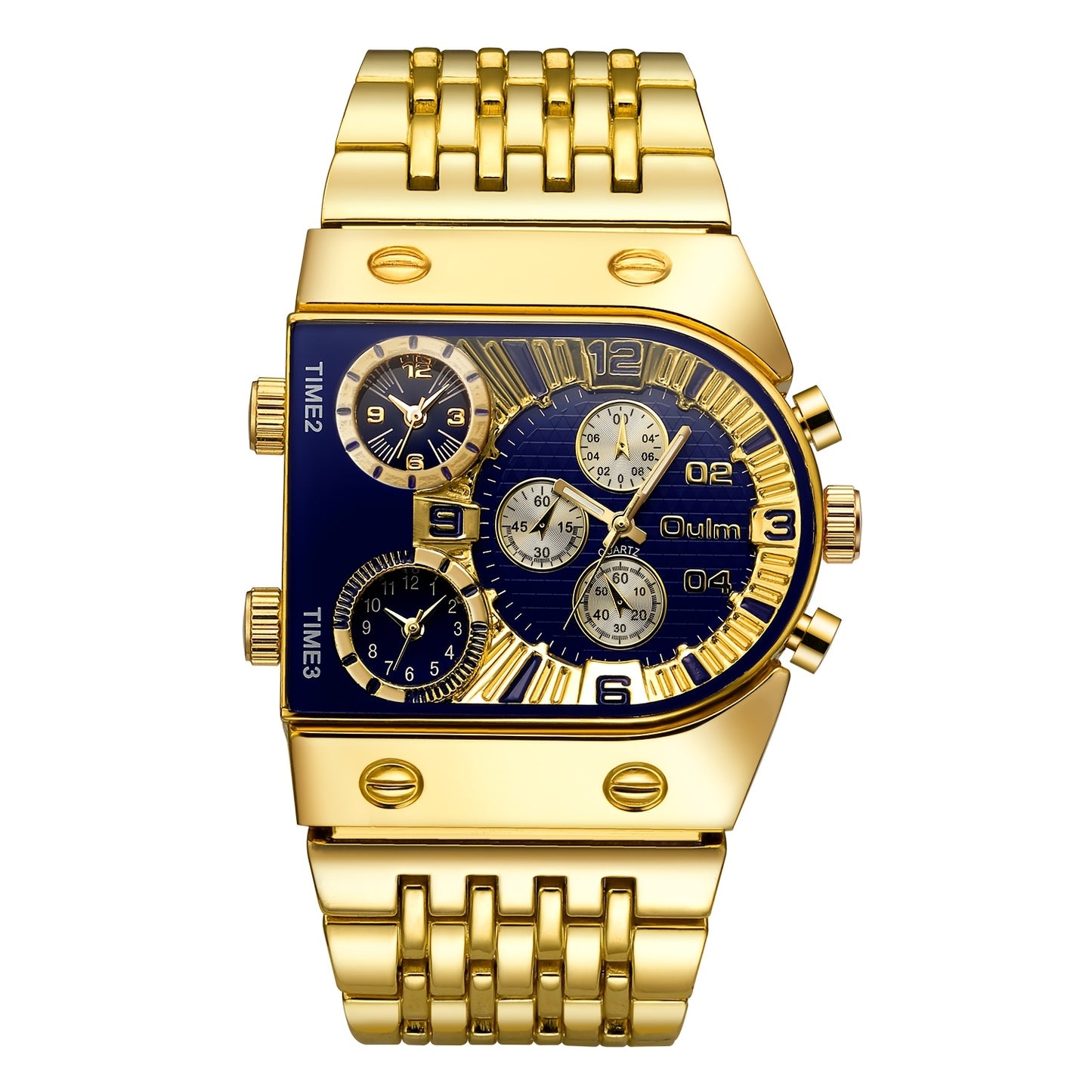 Luxury Men'S Golden-Tone Quartz Watch - Elegant Business Timepiece with Chronograph & Date Display, Alloy Band & Case, 36V Battery Operated, Formal Accessory|Sophisticated Style|Roman Numeral Markers