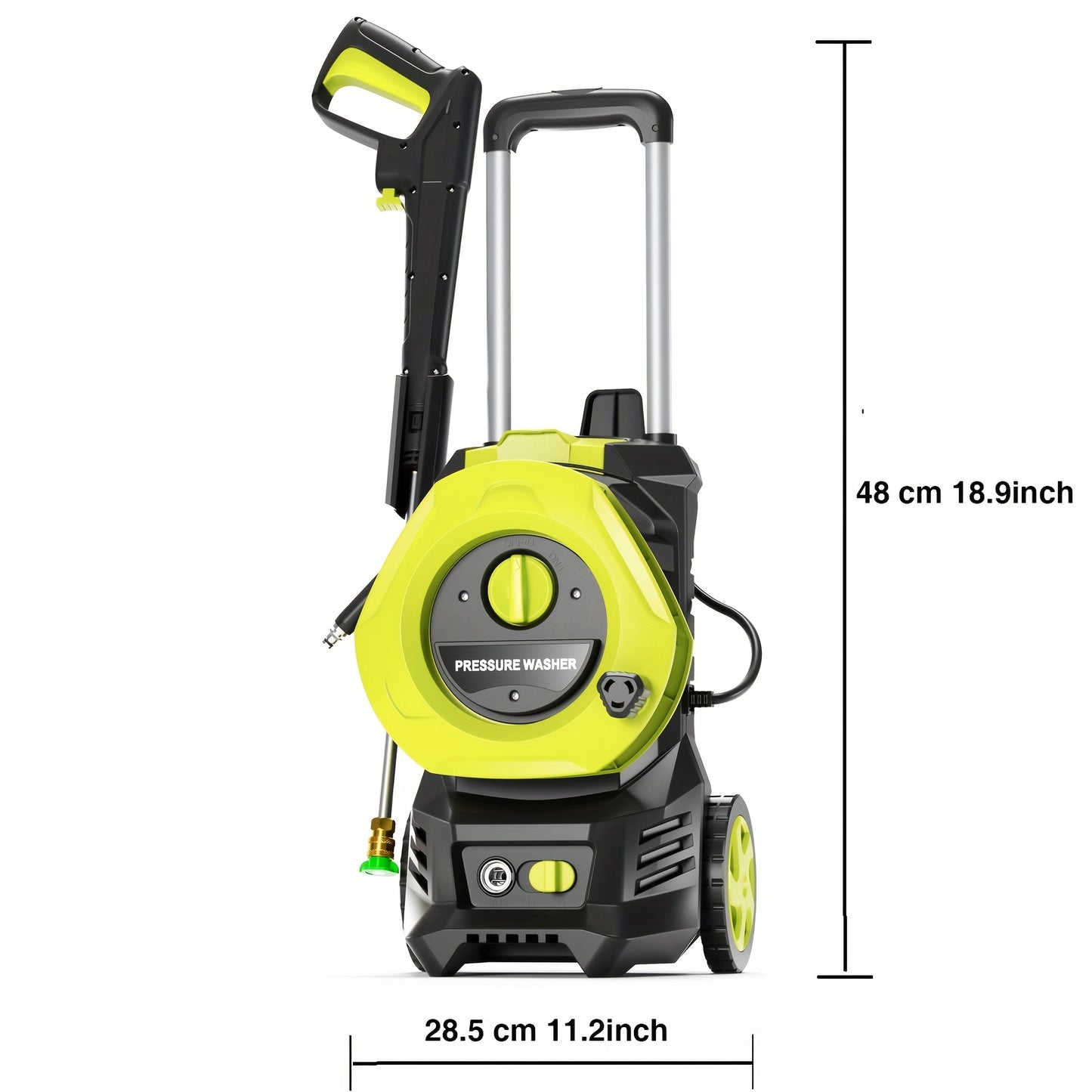 4800PSI Heavy Duty Electric Pressure Washer With 25FT Hose Reel, 4 Nozzles & Foam Cannon - 2.8GPM Power Washer For Cars, Fences, Patio - US Plug, Metal Construction, Fence Cleaning | Robust Outdoor Tool, Pressure Washer Acces