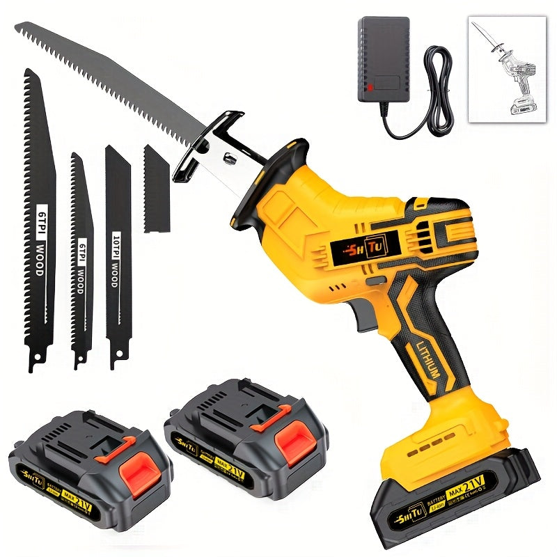 2025 Newly Upgraded Wireless Rotary Saw And Electric Reciprocating Saw in 2025, Equipped with Blade Set And Wood/Metal/Pvc Cutting Charger, And Featuring Multiple Safety Functions, Including a Safety Lock for Multi-Purpose Cu