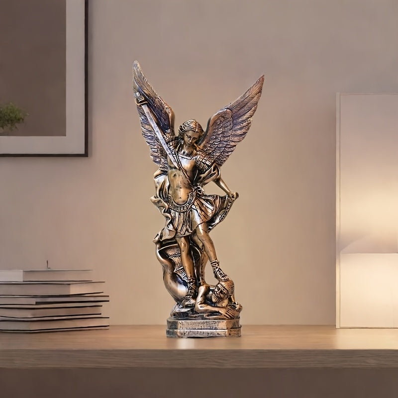 1pc Resin Classic Saint Michael Angel, Demon Killer Statue - Desktop Decoration, Religious Decoration, Perfect Christmas And Holiday Gift, Happy New Year