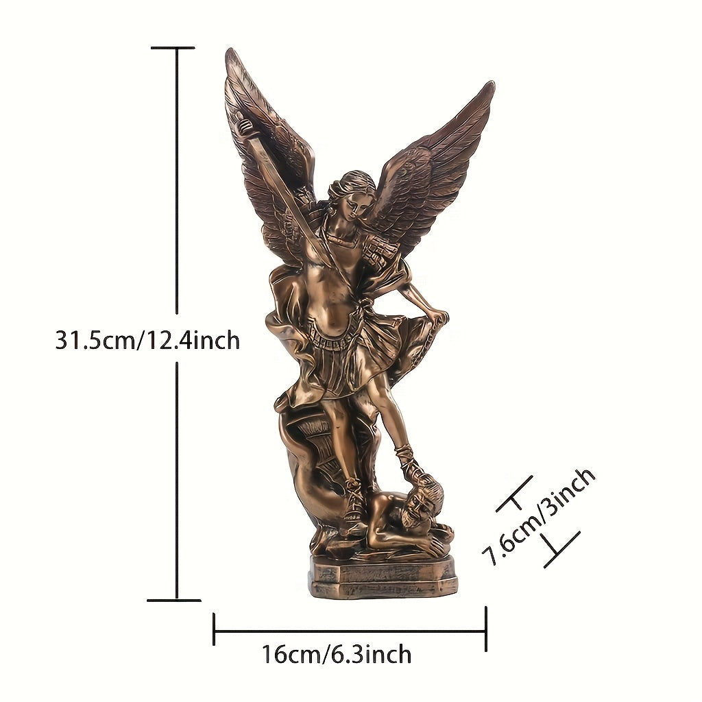 1pc Resin Classic Saint Michael Angel, Demon Killer Statue - Desktop Decoration, Religious Decoration, Perfect Christmas And Holiday Gift, Happy New Year