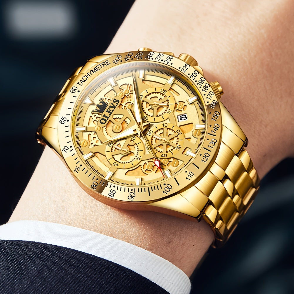 OLEVS Watch Men Stainless Steel Watches Luxury Chronograph Multifunction Men Wrist Watch with Date Business Classic Dress Watch for Men Gift for Men reloj de Hombre