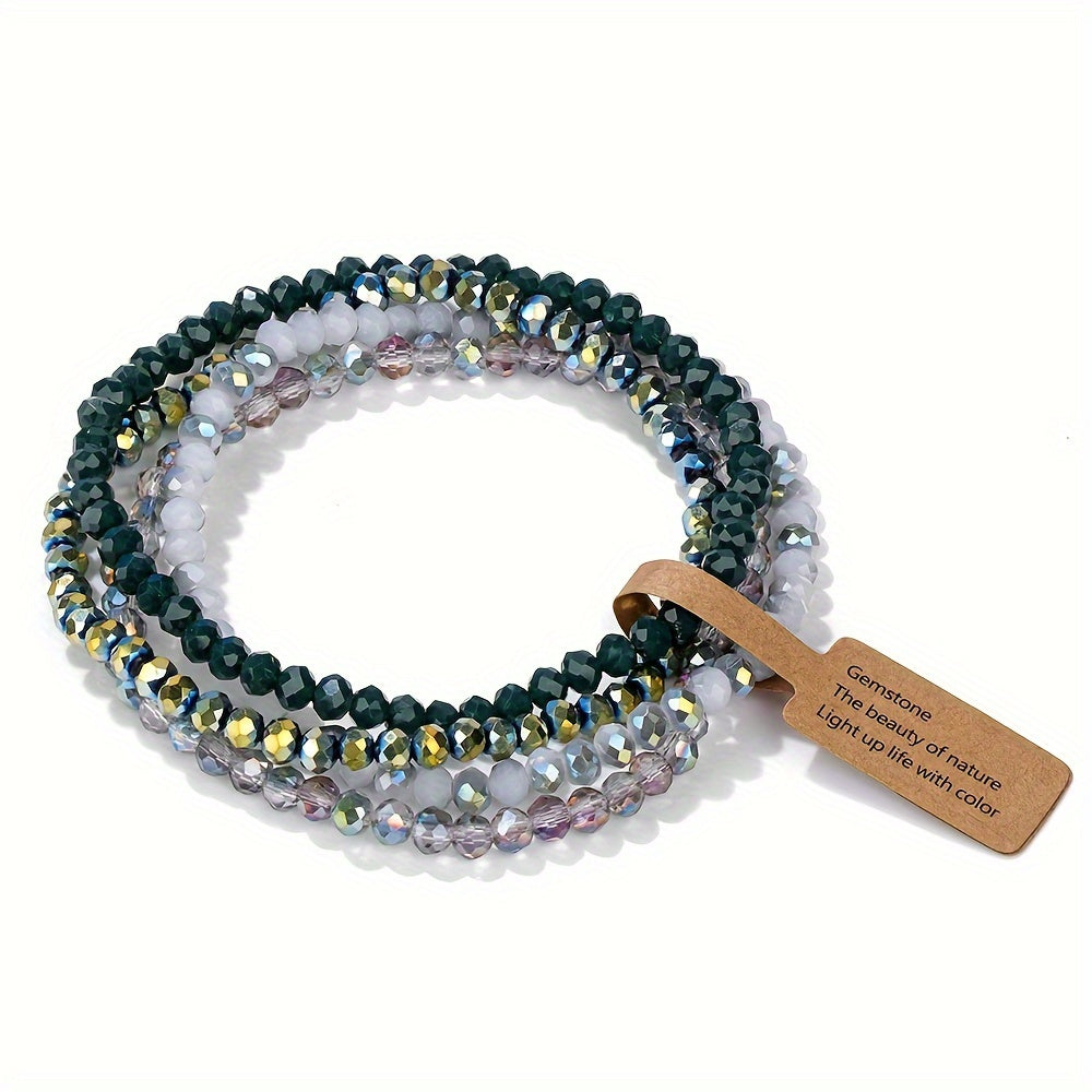 4pcs Boho Style Glass Bead Elastic Bracelets for Women - Colorful, Versatile, and Stylish Handmade Jewelry, Everyday Accessory|Vibrant Bracelets|Stretchy Material