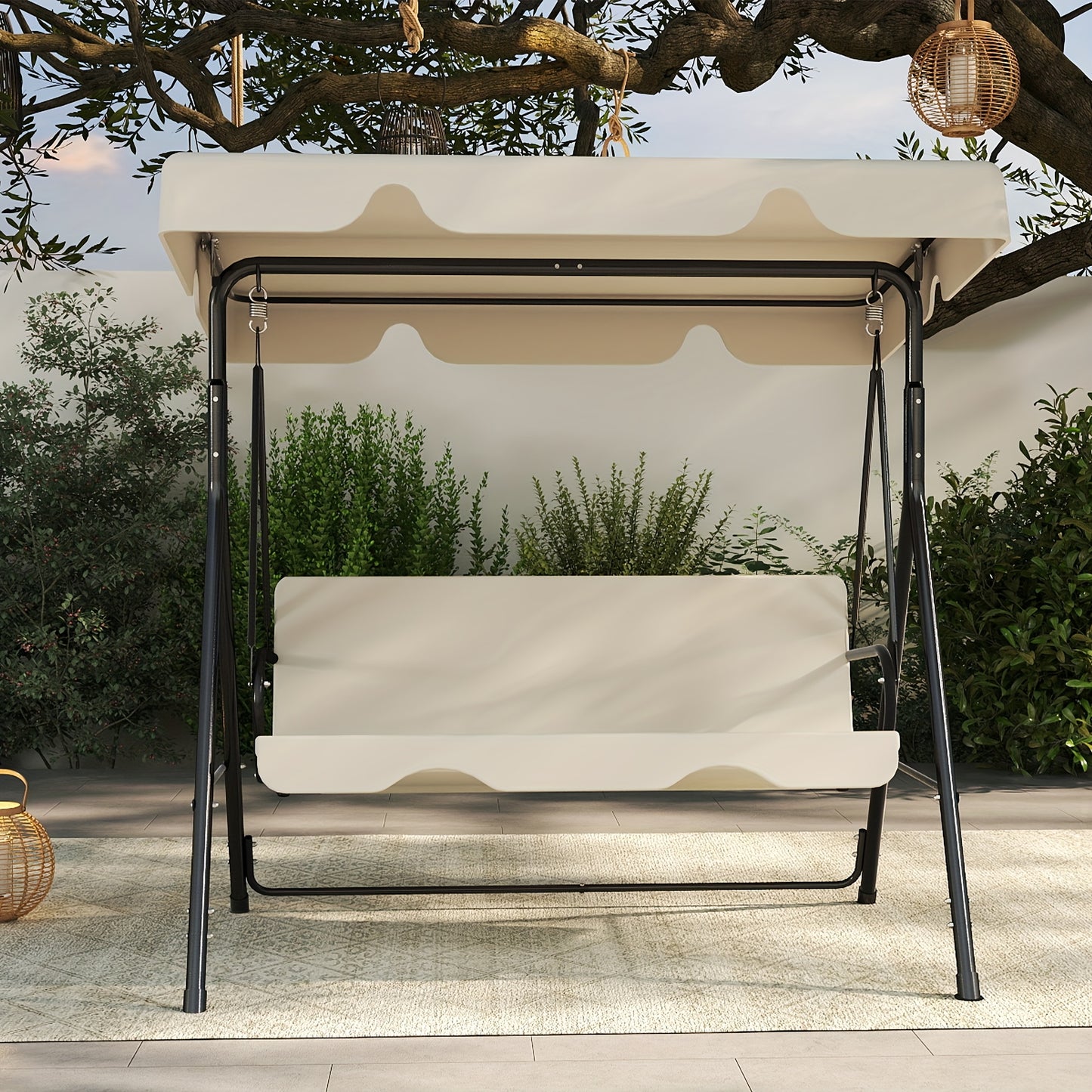 Outdoor Patio Swing with Canopy and Sturdy Frame, Suitable for Adults, Rustproof Material, Durable and Long-lasting