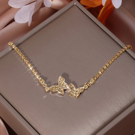 [Butterfly Blingbling Holiday Party Bracelet] Glitter Simple Butterfly Blingbling Bracelet Holiday Party Dating Decor Jewelry Gift