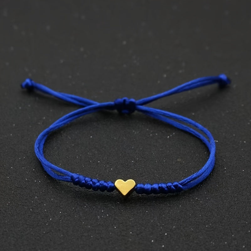 [Chic Heart Bracelet] Handcrafted Adjustable Red Rope Chic Bracelet with Heart Charm | Versatile Accessory for Women, Perfect for Everyday & Party Wear