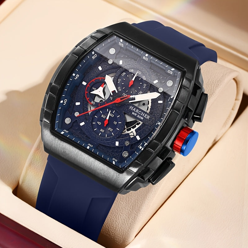 H Men Wristwatches, High-Accuracy Quartz Movement, Silicone Band,, Multi-Functional Design, Men's Dress Watches
