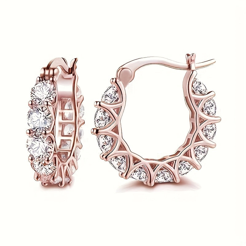 [Zirconia-studded] Circular Hoop Earrings - Elegant Zirconia-studded - For Ladies, Suitable for Engagement Parties, Banquets, and Daily Wear