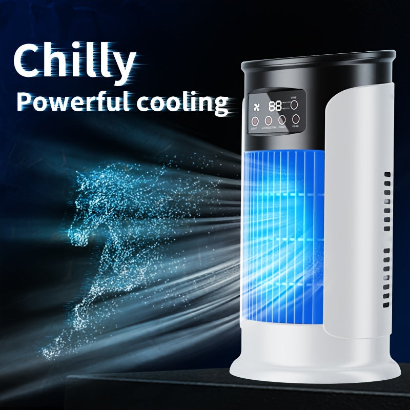 [Portable AC] 3-in-1 Portable Air Conditioner with Speed Control | Quiet & Lightweight Mini AC for Family and Office, Digital Display, USB Powered, Perfect for Beachside Summer Breeze, Office Humidifier, Stylish Christmas Gif