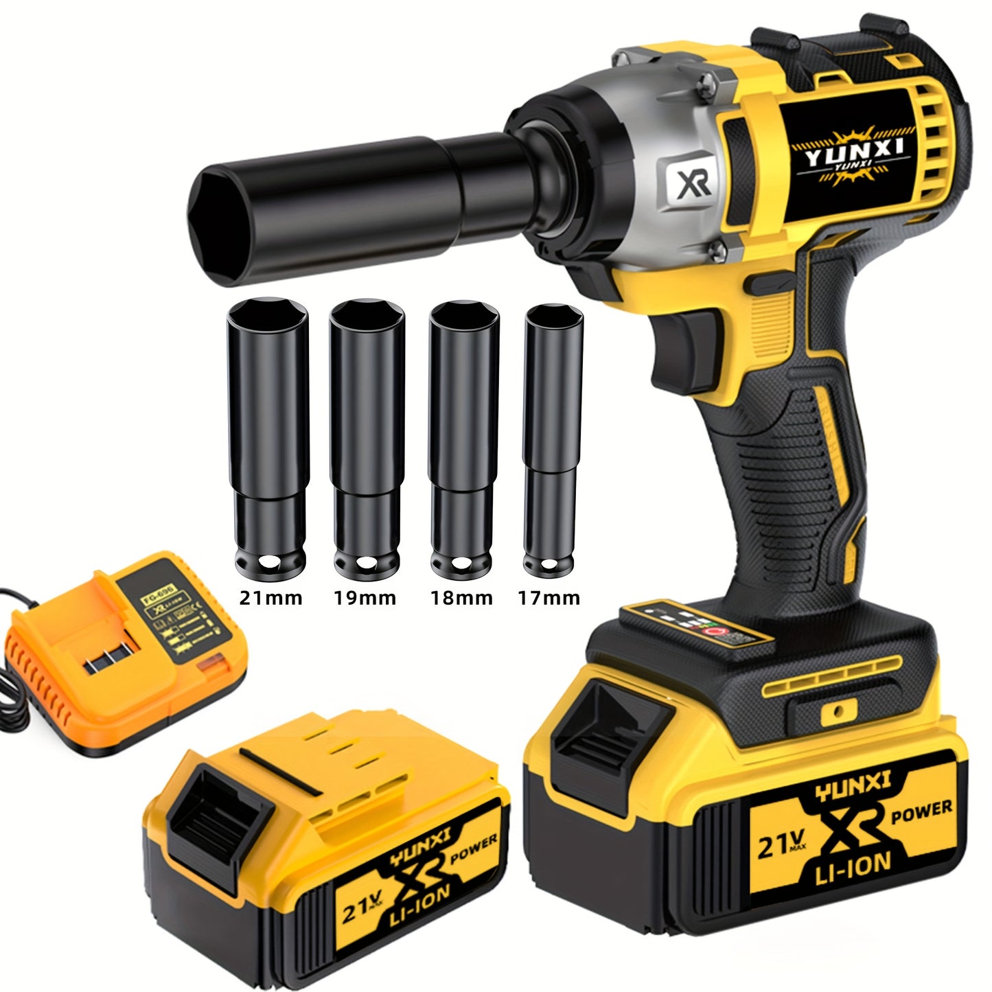 21V Cordless Impact Wrench Wireless Drill Kit, Brushless Electric Impact Gun Drill, Impact Wrench Drill, Equipped With 4000mAh Battery, Toolbox, Charger, Socket And Complete Accessories. Suitable For Men'S Gifts In Cars And H