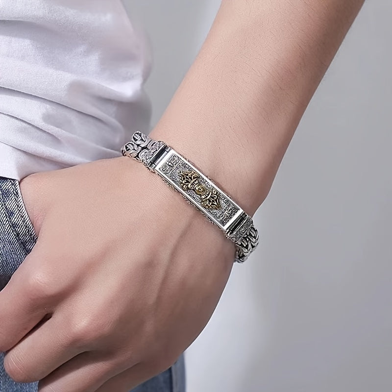 Retro Trendy Men's Bracelet Creative Peace Pattern Chain