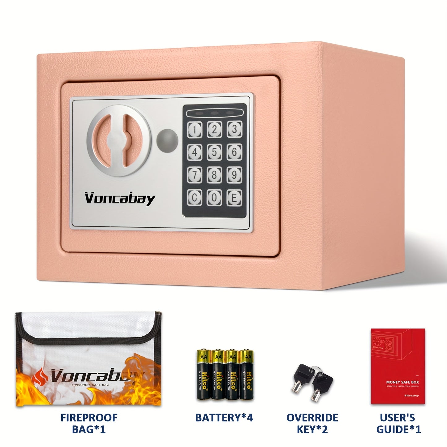 Heavy-Duty Fireproof Steel Safe with Cash Bag - Secure Home Safe Box with Keypad & Key Lock, Ideal for Storing Money, Documents, and Valuables (Black), Valuables Storage | Sleek Black Safe | Durable Metal Safe, Safe Box for H