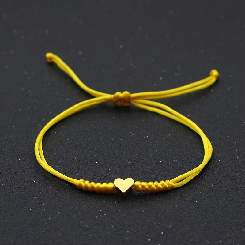 [Chic Heart Bracelet] Handcrafted Adjustable Red Rope Chic Bracelet with Heart Charm | Versatile Accessory for Women, Perfect for Everyday & Party Wear