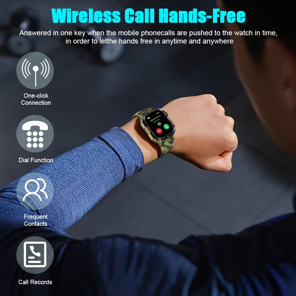 Smart Watch For Men Answer/Make Call, Outdoor Altimeter Barometer Tactical Sports Smartwatch With LED Flashlight Compass, Monitor 600mAh Fitness Tracker Watches For IPhone Android Phone