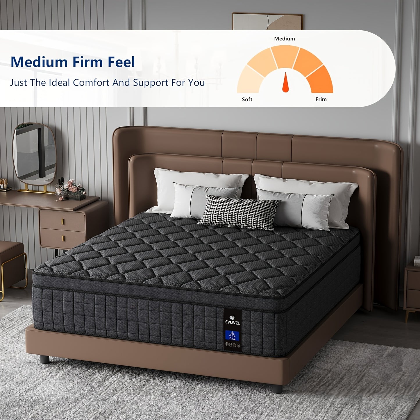 8in/10in/12in/14in Twin, Full, Queen, King, Mattress Memony Foam And Spring, Hybrid Mattress, Medium Firmness, Lumbar Support, for Home RoomsHotels, Boxed,