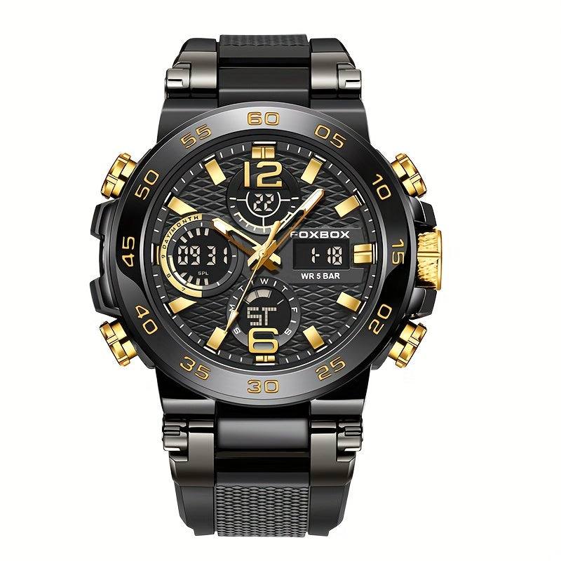 Men's Sports Watch Dual Display Digital Military Quartz Watch Alarm Clock Chronograph Computer, Multifunctional Luminous Business Watch, Student Watch, Outdoor Sports Watch