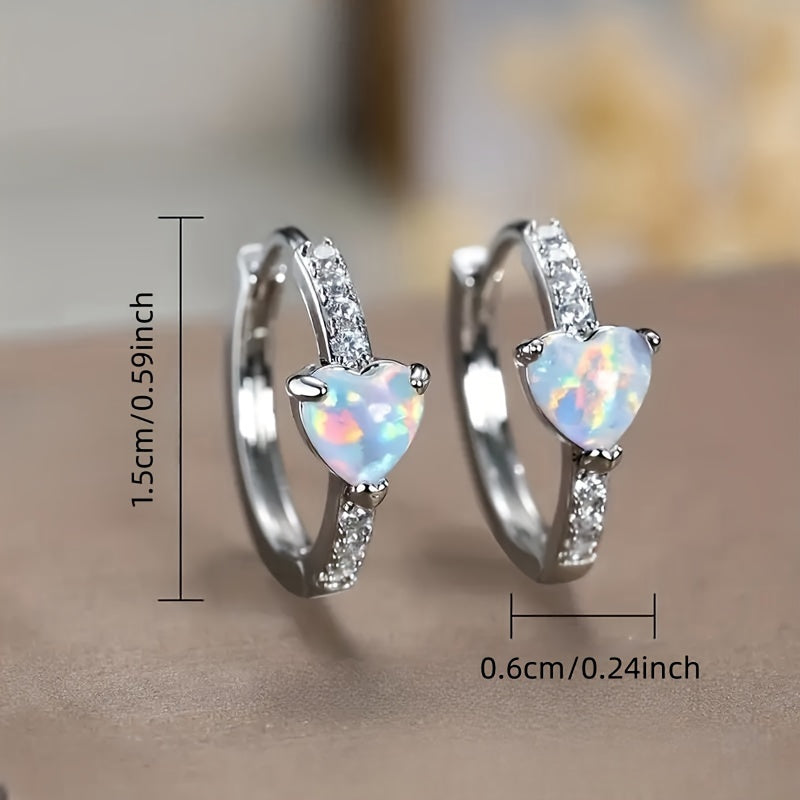 [Delicate | Lovely] Heart-shaped Synthetic Zirconia Hoop Earrings | Delicate And Lovely | For Ladies, Perfect For Engagement Parties, Banquets, And As Valentine's Day Gifts