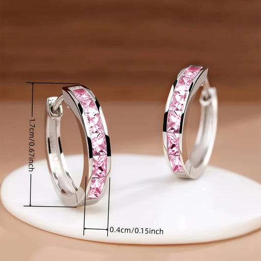 Luxury Hoop Earrings - Sparkling Cubic Zirconia Accents, Nickel-Free Copper, Hypoallergenic, Perfect for Daily Wear, Parties, and Special Occasions, Multiple Colors Available