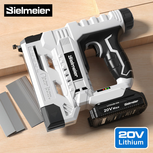 Bielmeier 20V/4V Cordless 2-in-1 Nail Gun, No Compressor, No Cord, Lightweight Design, for Carpentry And Upholstery, with LED Work Light, Safety Striker Guard, Adjustable Depth Design, with Battery&Charger, 1600/2000 Nails An