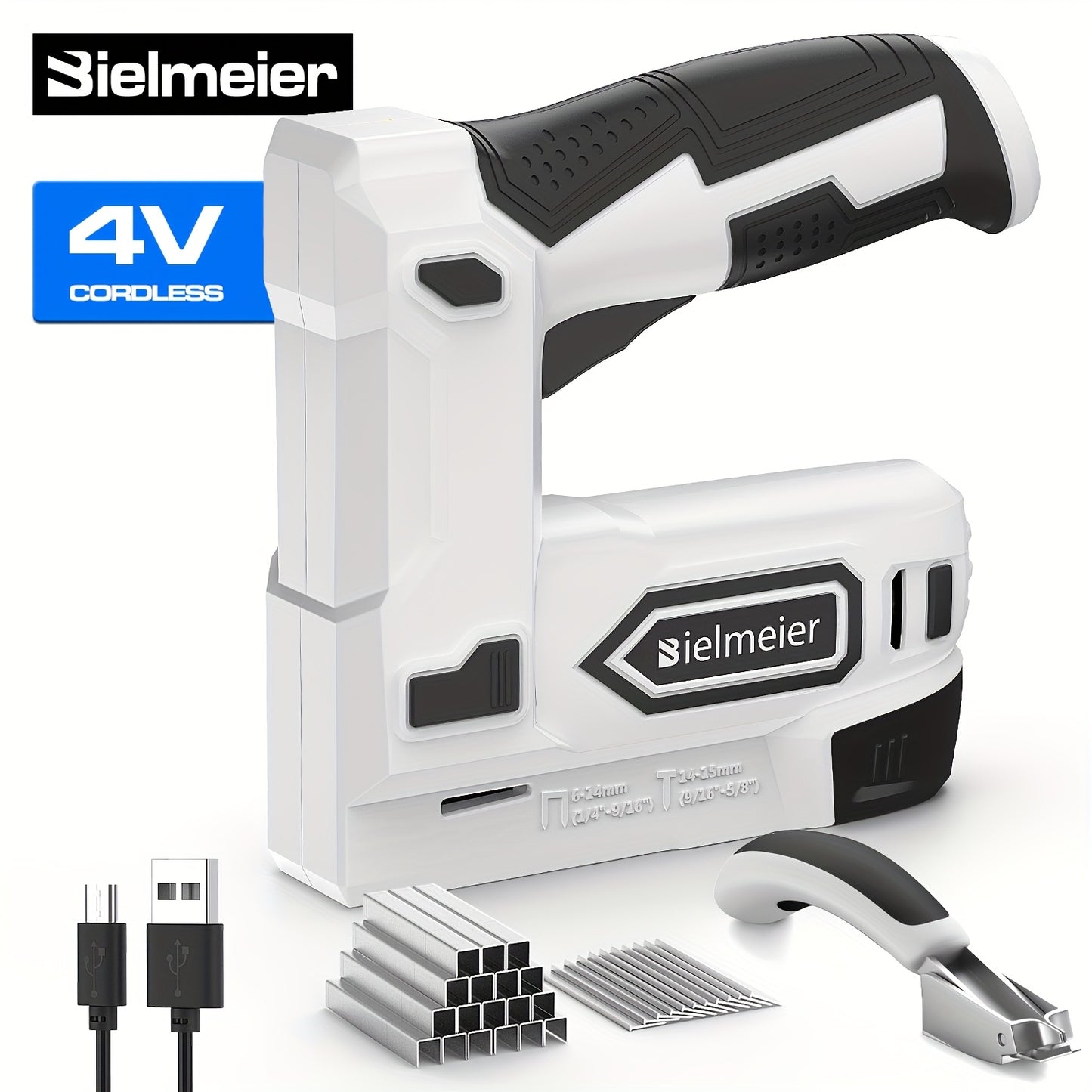 Bielmeier 20V/4V Cordless 2-in-1 Nail Gun, No Compressor, No Cord, Lightweight Design, for Carpentry And Upholstery, with LED Work Light, Safety Striker Guard, Adjustable Depth Design, with Battery&Charger, 1600/2000 Nails An